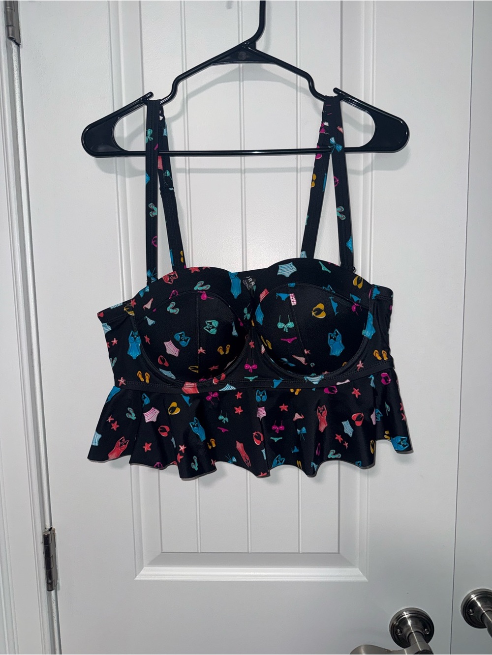torrid Black Swim Top with Bright Beach Print